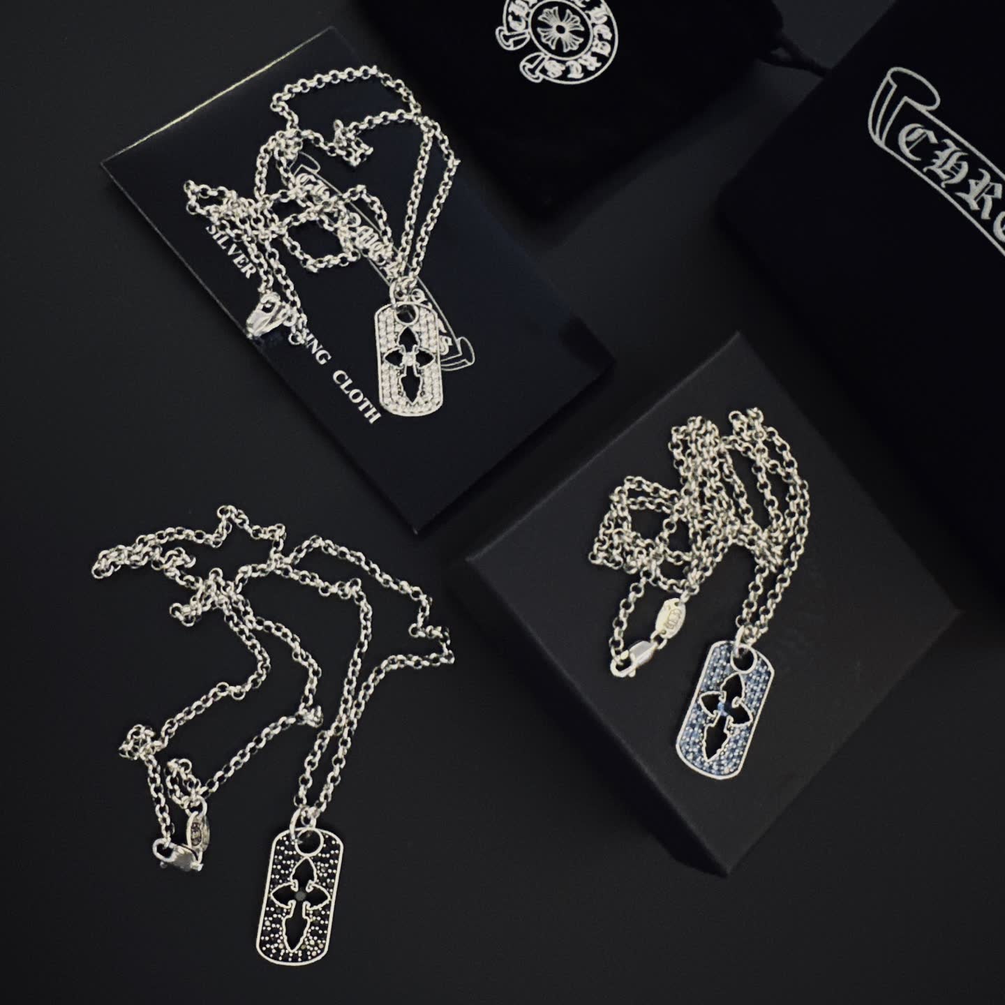 Chrome Hearts Silver Cross Tag Necklace
